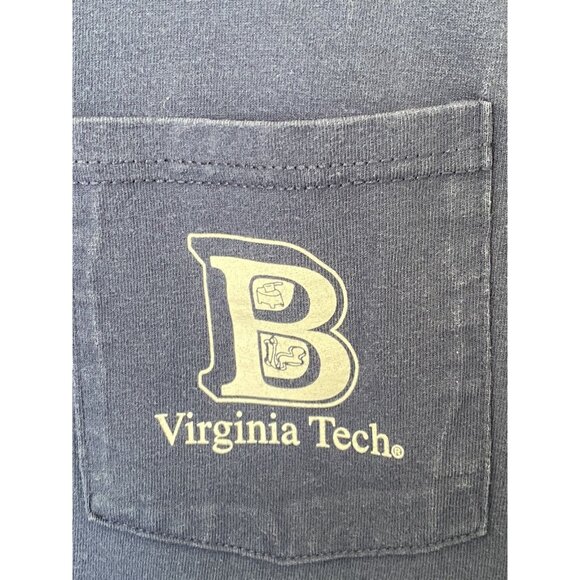 Virginia Tech Block & Bridle Blue L/S T-Shirt Men's Size L Pocket T Vintage - Picture 10 of 12